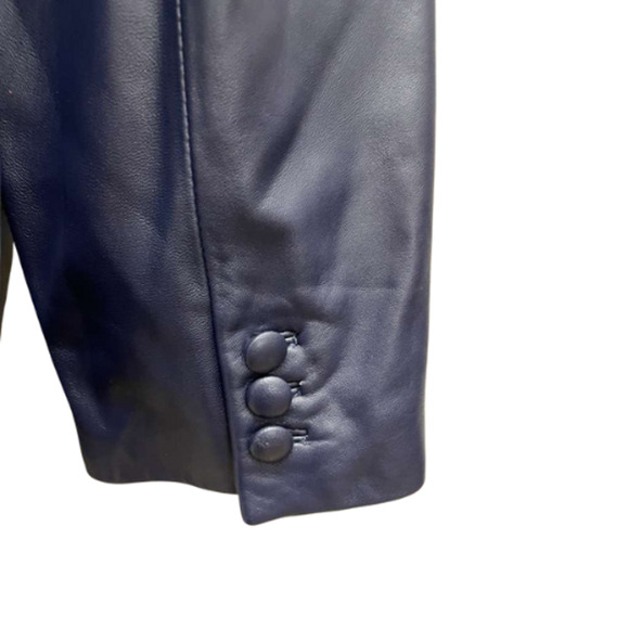 Terry Lewis Navy Blue Leather Blazer Jacket Coat 3X Plus Size 100% Genuine - Picture 7 of 10